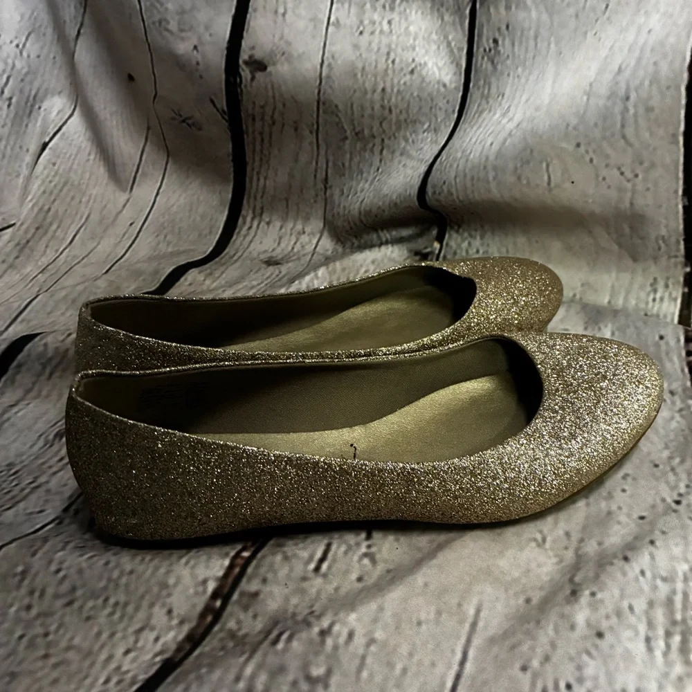 5/$20 Lower East Side‎ Women’s Gold Glitter Ballet Fairycore Flats Shoes Size 8W